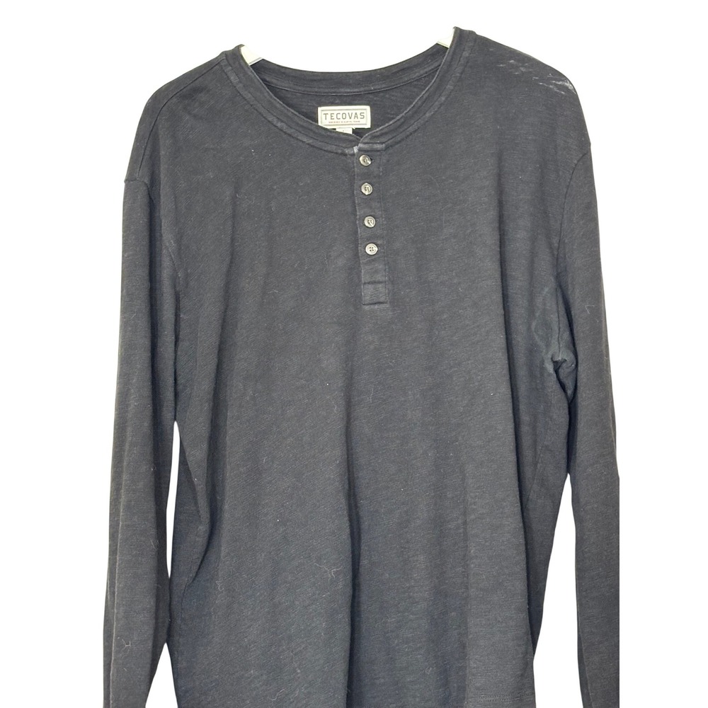 Tecovas Mens Long Sleeve Henley Shirt Charcoal Gray Slub Knit TECMFW22K40 L